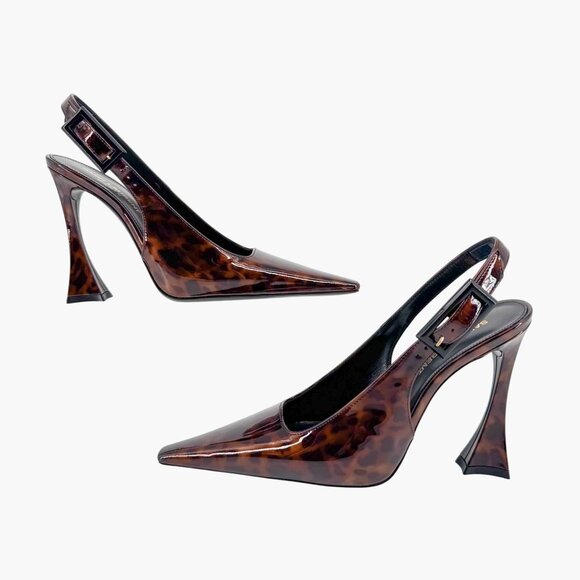 Saint Laurent Dune 110 Brown Patent Pumps Slingback High Heels Size 38 US 8 - Picture 8 of 15